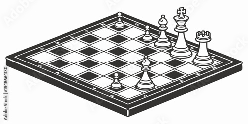 a chess board with pieces set up for a game Vector