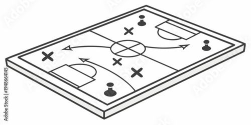 a tactical diagram of a soccer field with players and strategies Vector