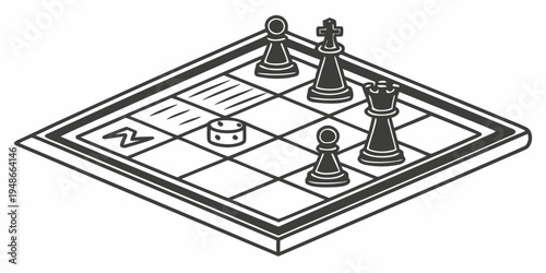chess board with pieces on it Vector