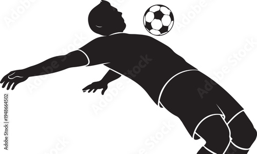 Black silhouette of soccer player kicking ball vector