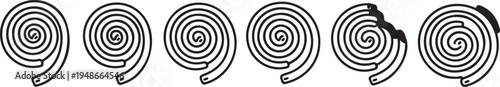 A series of coiled springs with one showing signs of wear and tear Vector