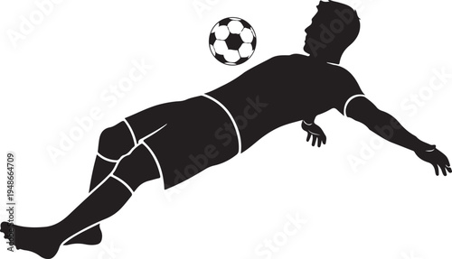 Black silhouette of a man playing soccer vector
