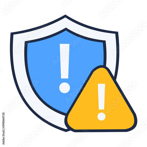 Security warning shield alert flat icon