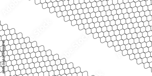 Curved net pattern. The net design is very well designed and suitable for sports equipment or apparel such as soccer goals, volleyball nets, basketball hoops, hockey nets and athletic equipment.