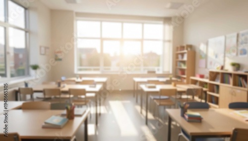 Wallpaper Mural Bright and Clean Empty School Room Study Space for Academic Background Torontodigital.ca