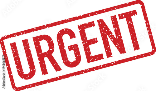A clear red rubber stamp with the powerful word URGENT boldly displayed on a bright white background