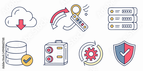 a collection of cloud computing and security icons Vector