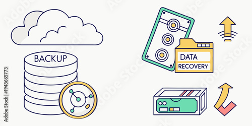 cloud backup data recovery services Vector