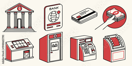 a set of vending machines and payment systems Vector