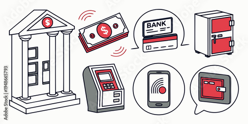 a collection of banking and financial icons Vector