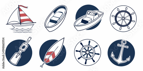 a collection of nautical icons and symbols Vector