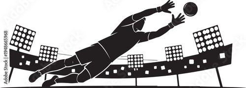 Vector illustration of a volleyball player diving to hit a ball