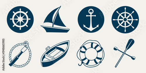 a collection of nautical icons on a white background Vector