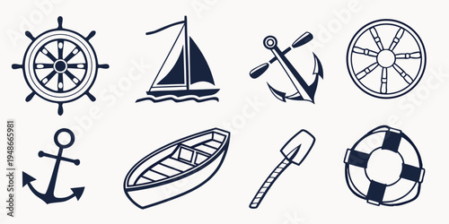 a collection of nautical and sports icons Vector
