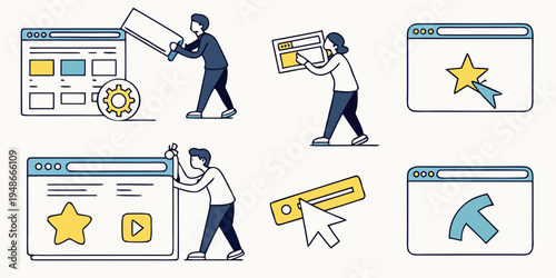 people rating and reviewing on computers Vector