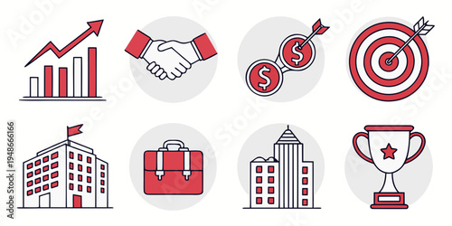 a set of business and achievement icons Vector