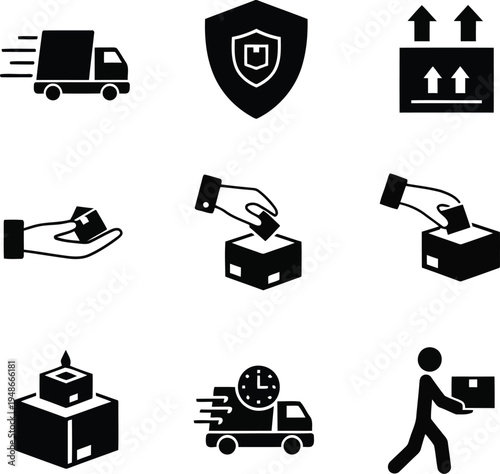Logistics and Delivery Service Icons Set for Shipping and E commerce Business