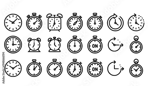 set of clocks Analog Clock and Time Icons Set Circular Timer Symbol Vector