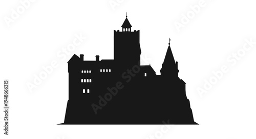 Black silhouette of old castle.