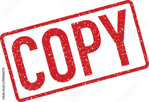 A prominent red rectangular stamp impression clearly shows the simple word copy on a plain white background