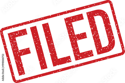 A red rubber stamp clearly displays the word FILED in bold uppercase letters on a clean white background