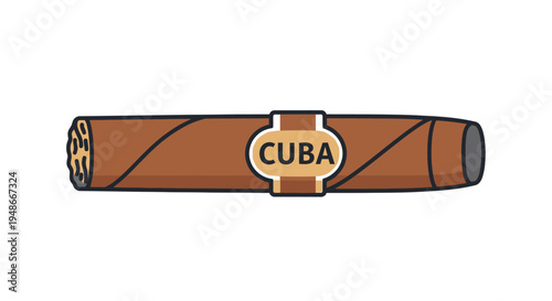 Cigar with Cuba label closeup.