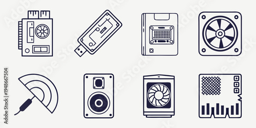 a collection of various computer hardware devices Vector