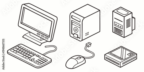 computer system components and peripherals Vector