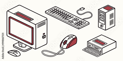 computer system components and peripherals Vector