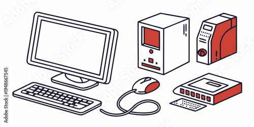 computer system components and peripherals Vector