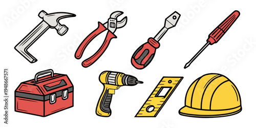 a collection of tools for construction and repair Vector