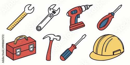 a collection of tools for construction and repair Vector