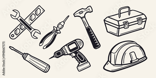a collection of tools for construction and repair Vector