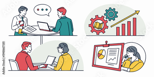 people working together on projects and discussing ideas Vector