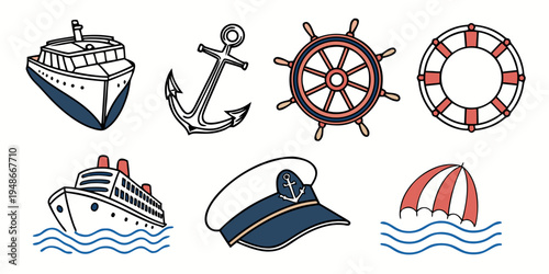 a collection of nautical icons and symbols Vector