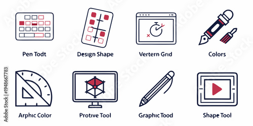 a collection of graphic design tools icons Vector