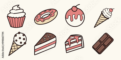 a collection of sweet treats and desserts Vector