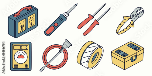 a collection of various tools and equipment Vector