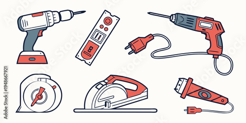 a collection of power tools Vector