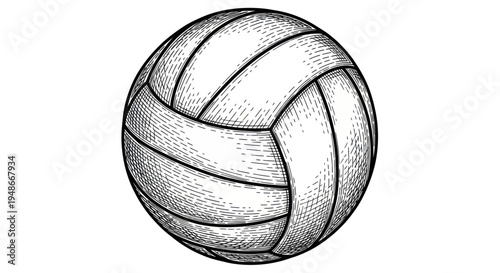 Volleyball Ball Sketch - Vintage Hand Drawn Sport Equipment Illustration