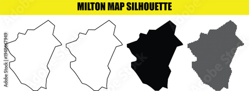 Milton map silhouette white and black outlines dotted pattern isolated on transparent background vector