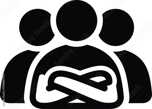 People Group Icon with Arms Crossed Symbolizing Team Resistance or Defensive Stance