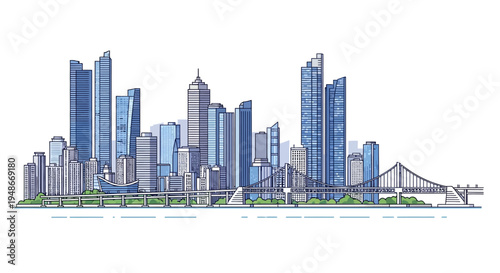 City Skyline with Modern Skyscrapers Towers 1.