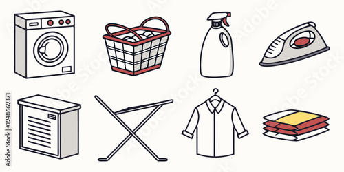 icons of laundry and cleaning tools Vector