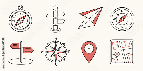 a set of navigation icons Vector