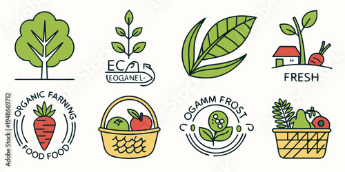 a collection of vegetable and farm related logos and icons Vector