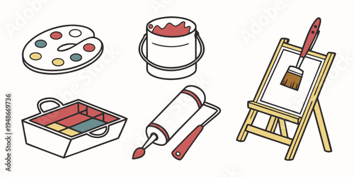 a set of art supplies on a white background Vector