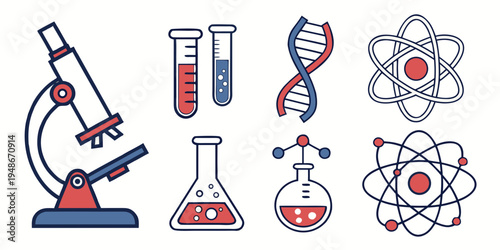 science icons including microscope and dna Vector