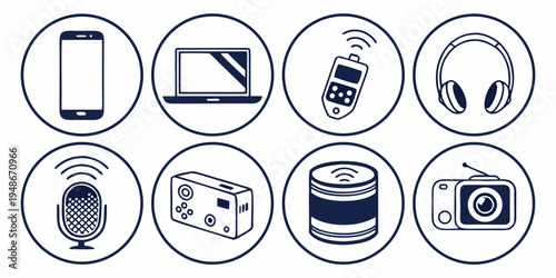 collection of various electronic devices and gadgets Vector