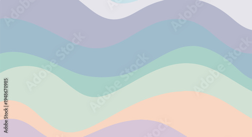 Gentle wavy abstract pattern in pastel shades blues, greens, peaches, and lavender